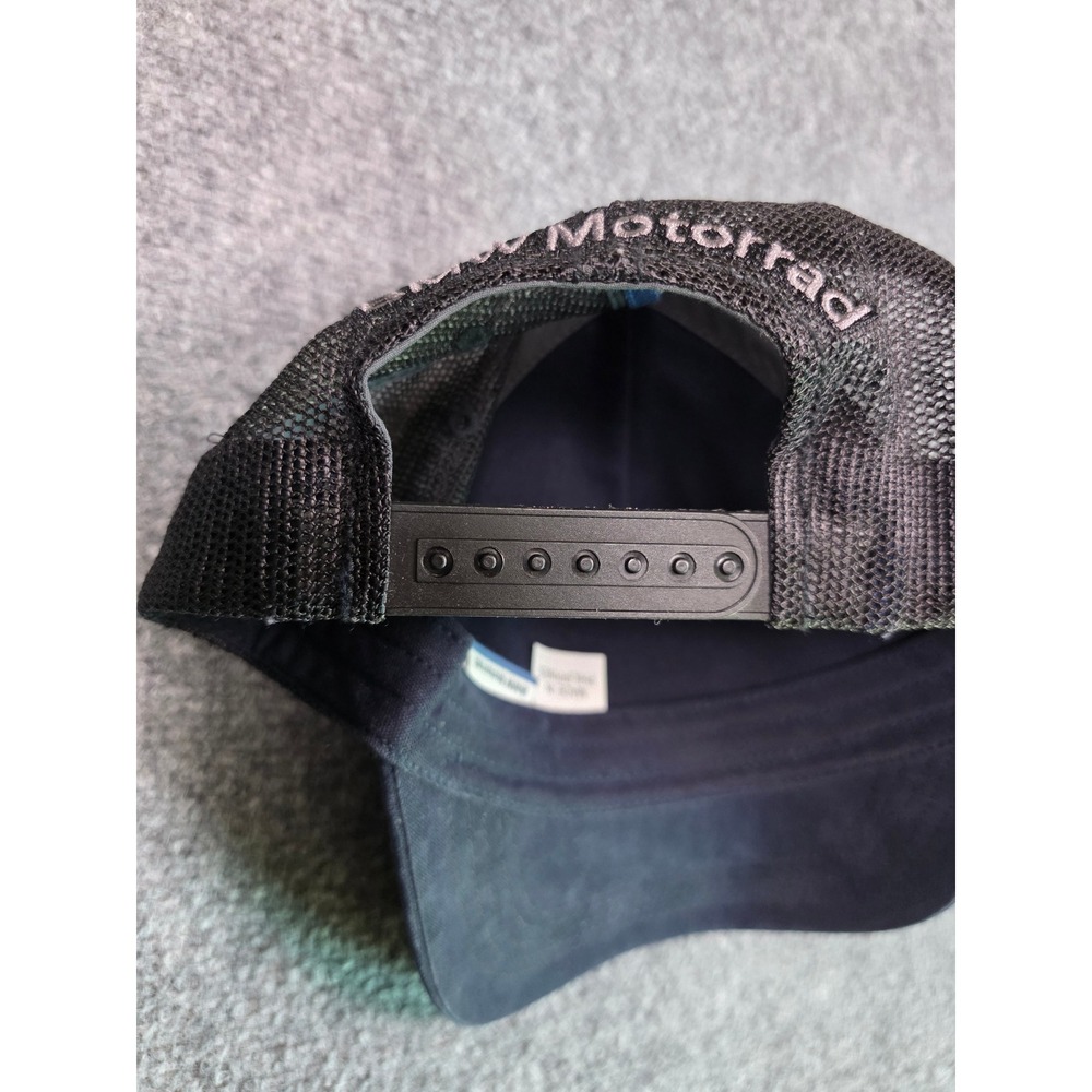 BMW Motorrad Trucker Hat Mens OSFA Navy Blue Black Snapback Mesh Cap - Picture 10 of 10